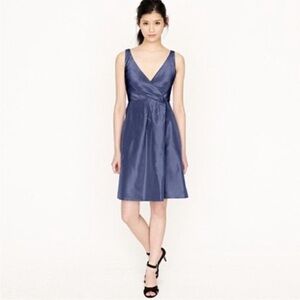J.‎ Crew Evie Semiformal Cocktail Navy V Neck Faux Wrap Dress Size 10 Petite NWT